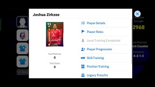 How To Upgrade 98 Rated Joshua Zirkzee In Efootball 2025 | Joshua Zirkzee Max Level Pes 2025