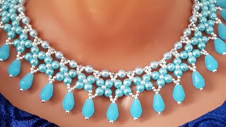 Beaded necklace/Pearl necklace/Жемчужное ожерелье/Жемчужное колье/Колье из бусин и бисера