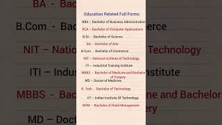 Education Related Full forms #fullforms