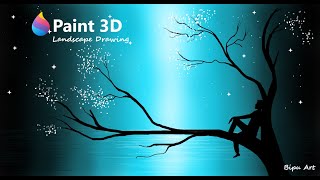 Draw in Paint 3D | Scenery drawing in paint 3d tutorial