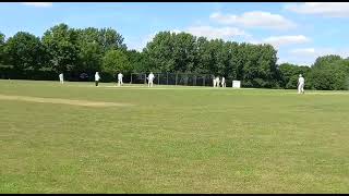 Kevin Gibbard reaching 100 in the Cornwall O60s 2nd XI match v Gloucestershire on June 14th 2022