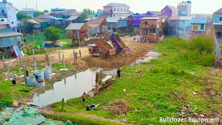 Full video The Best Rocky soil in Pond of New Fill&Skill Operator D20P KOATSU Dozer Push in To water