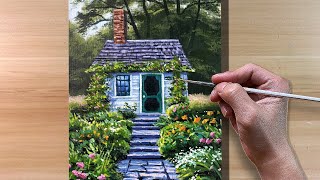 Acrylic Painting House Garden Landscape / Correa Art