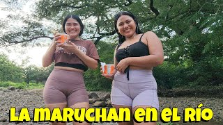 Jasmin Aragón y Nereida Reyes disfrutando de una maruchan en el río - El Salvador SV y Más