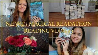 UNHAULING 100+ BOOKS AND ORGANIZING MY TBR CART | N.E.W.T.s Magical Readathon Reading Vlog #3