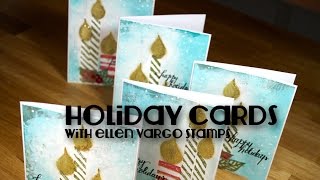 holiday cards with stamps by Ellen Vargo