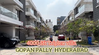 || 230 sq yards || Triplex villa for sale in gated community, Gopanpally, Hyderabad ( 4bhk ) 4000sft