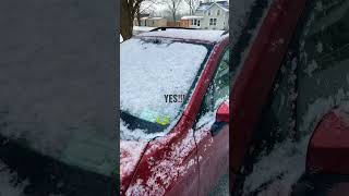 Clear car of snow with battery leaf blower