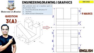 Mumbai University | Dec 2022 | Engineering Graphics | PYQ | Q3(a) | Orthographic Projection