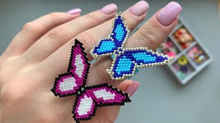 Butterfly beaded ring with brick stitch 🦋