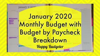 January 20 Monthly Budget with Paycheck Budget Breakdown | Happy Budgeter