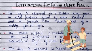 International day of the Older Persons | Speech on International Day of the Older Persons