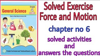 Science Class 4 Chapter 6 | Force and Motion |Class 4 Science|Fforce and Motion Class 4 Science#ptb