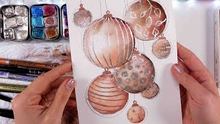 Trying MIRROR Effect Paints ! ✨IS THIS EVEN REAL ?  WATERCOLOR Christmas Card Tutorial for Beginners