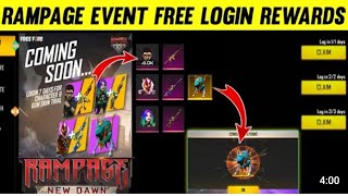 RAMPAGE EVENT FREE LOGIN REWARDS & GET FREE BUNDLE | FREE FIRE RAMPAGE DAWN EVENT FULL DETAILS