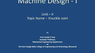 23 Unit II  Knuckle Joint