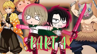 AOT react to Demon Slayer/Kimetsu no Yaiba-Tanjiro,Zenitsu,Inosuke|Part 4| credits down below!