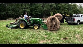 Unloading and Stocking Our New 1200 LB Hay Bales | Arkansas Homesteaders, Homestead, Hay, Cows, CFH