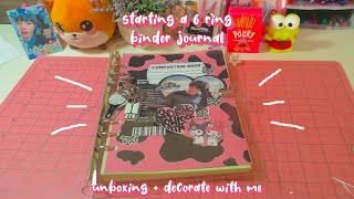 starting a 6 ring binder journal🧃🎨 *unboxing + decorate with me*