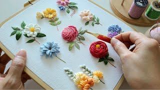 [무료도안/Free Pattern] 사랑스런 입체꽃자수 l Lovely 3D flower embroidery