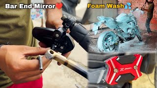 Installing Frame Sliders & Bar end mirror's in Z800 ❤️| Foam wash| Public reaction #kawasaki  #z800