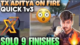 TX ADITYA On FIRE 🔥 SOLO 9 KILL DOMINATION TEAM XSPARK @cratemaker5558 @TEAMXSPARK-p7s