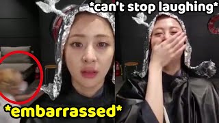 Yunjin can't stop Laughing because of the mistake the stylist made | le sserafim weverse