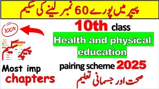 10th class health and physical education pairing Scheme + paper pattern 2025|10th class guess 2025