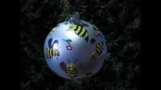 Bees handblown glass Christmas ornament