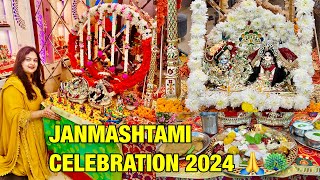 Janmashtami Celebration Vlog 2024🙏🌺 | सज गई श्री कृष्णा जन्माष्टमी की झांकी🎇 और बन गई भोग की थाली🍛🦚🎉