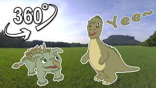 yee dinosaurs resting in the meadow | VR 360°