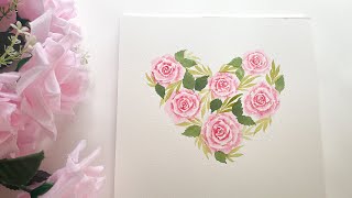 Easy and Simple Watercolour Floral Heart Painting For Valentine's Day 💖