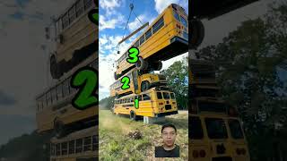 Berapa tumpuk bus sekolah yang bisa ditumpuk #mrbeast #bus #viral #schoolbus