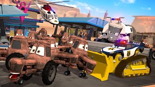 Cars Sheriff McQueen 🚓⚡Grand Theft Dinoco 🚜 Tractor Stampede 🚨 Curly Chaos