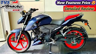 2024 Tvs Apache RTR 160 4V Matte Blue || Dual Channel ABS, Features Mileage Price || Detailed Review