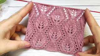 Lace Leaves Stitch | Ajour-Blattmuster stricken | Punto Foglie Traforate| Point de Feuilles Ajourées