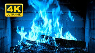 🔥🎃 Halloween Fireplace 4K (12 HOURS). Blue Fireplace with Crackling Fire Sounds