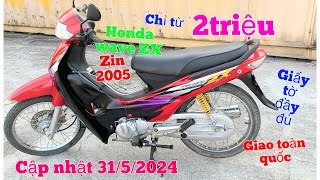 Honda Wave Zx máy Nhật Đỏ đen Zin 2005 chỉ từ 2triệu giao xe toàn quốc , giấy tờ đầy đủ 31/5/2024