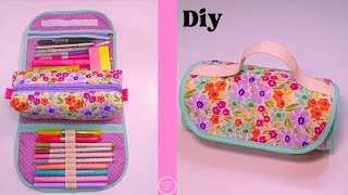 DIY – CÓMO HACER UNA CARTUCHERA ESCOLAR PLEGABLE / neceser plegable / neceser desmontable