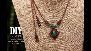 Makramowy naszyjnik z kamieniami krok po kroku / Macrame necklace with stones tutorial DIY