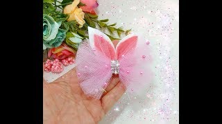 LAÇO DE PÁSCOA COM TULE Сделай сам - пасхальный галстук со слотом и ушком #RibbonBow #Rabbit #laços