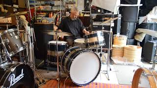 DrumFuckery no.155, William F. Ludwig 1957 vintage Duco kit with mallets, Paiste Twenty cymbals