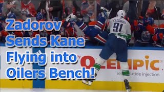 Zadorov LAUNCHES Evander Kane into Oilers Bench! 🚀 Must-See NHL Playoff Moment! 😂