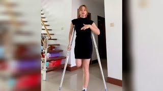 Amputee Girl Shows Dancing Abilities With Crutches | One Leg Dancer | Amputados