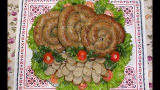 Домашняя колбаса из куриной кожи  / Колбаса из куриных шкурок / Смачна ковбаса з курячої шкіри.