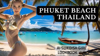 🇹🇭 🏖︎ 🌊Swedish Girl: Bikini Showcase and Relax on the Phuket Beach, Thailand. AI Vlog Art Lookbook