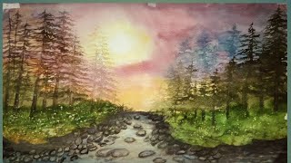 Loose Watercolour Sunset Painting!! How To Loose Watercolour Sunset Painting!!