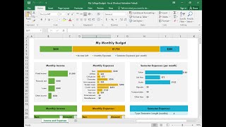 Monthly College Expense Budget In Excel 2021.