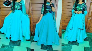 wedding lengha cutting and stitching/party wear long dress/organza long skirt/ Designer crop top