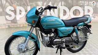 Hero Honda Splendor + Peacock blue glassy finish • PaintingFromCm